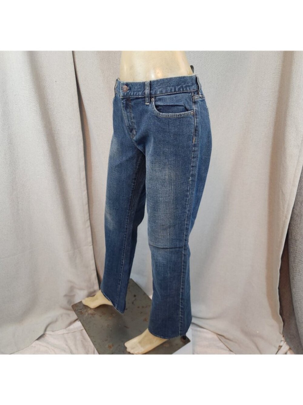 Old Navy Blue Stretch Boot Cut Mid Rise Denim Blue Jean Size 12 R LARGE 34 Wx 31 - Picture 7 of 8